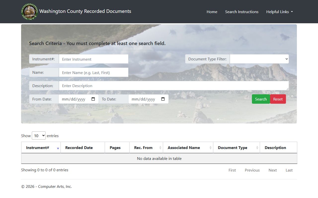 Washington County Clerk / Auditor / Recorder records official recorded document search