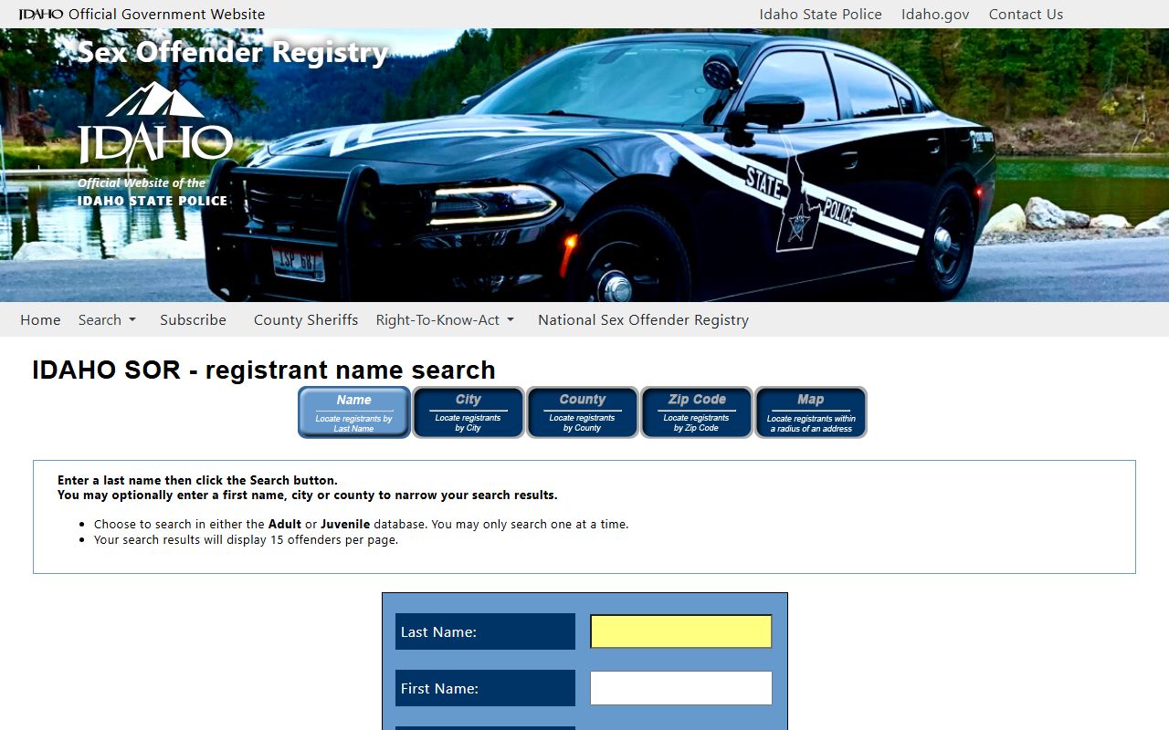 Washington County arrest records and court charges Idaho State Police search