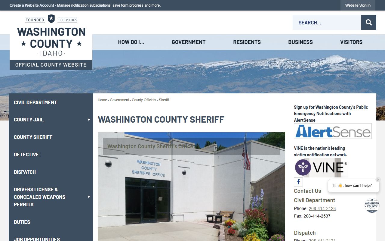 Washington County arrest records and court charges sheriff page
