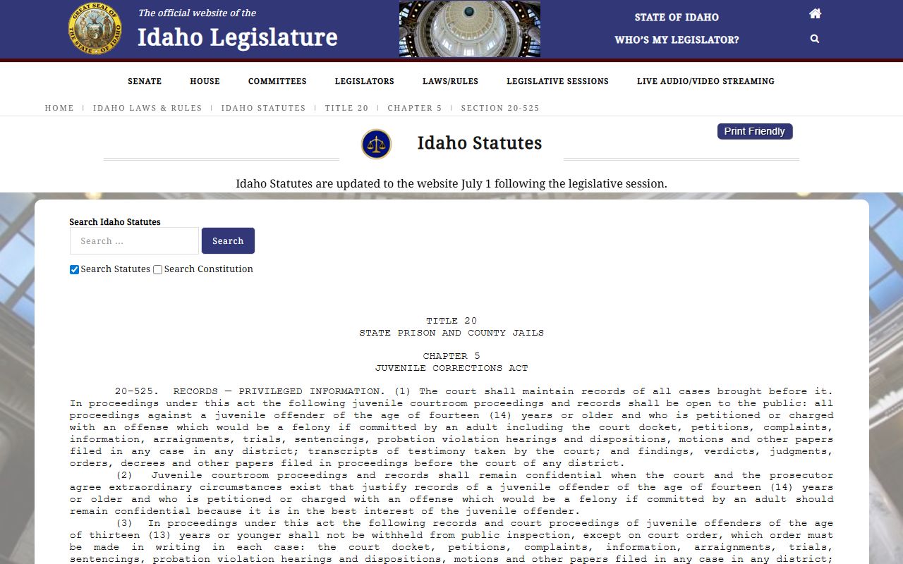 Washington County criminal court records juvenile confidentiality statute