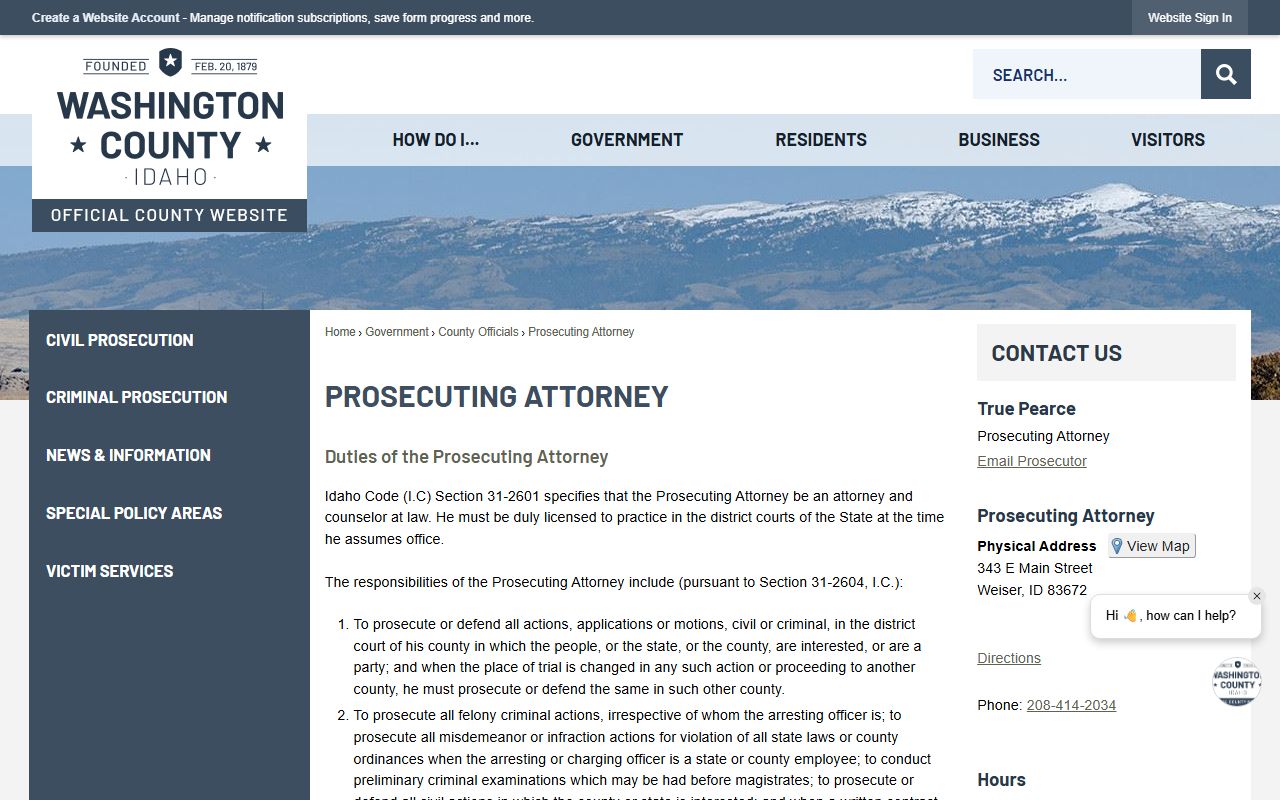 Washington County criminal court records prosecuting attorney page