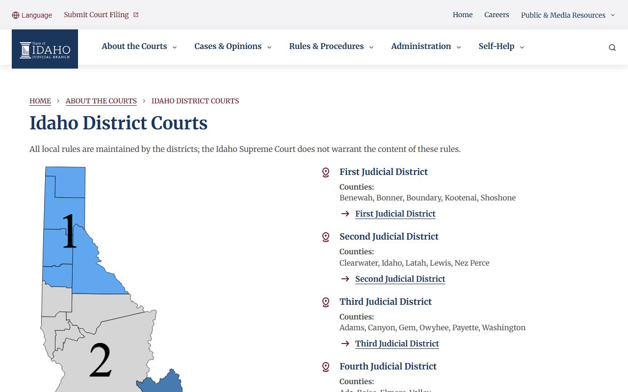 Washington County District Court records Idaho District Court information