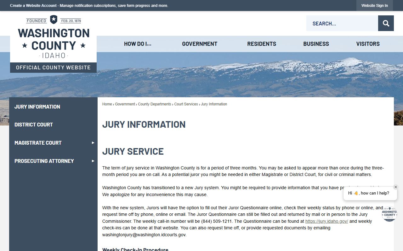 Washington County Court records jury information and courthouse services