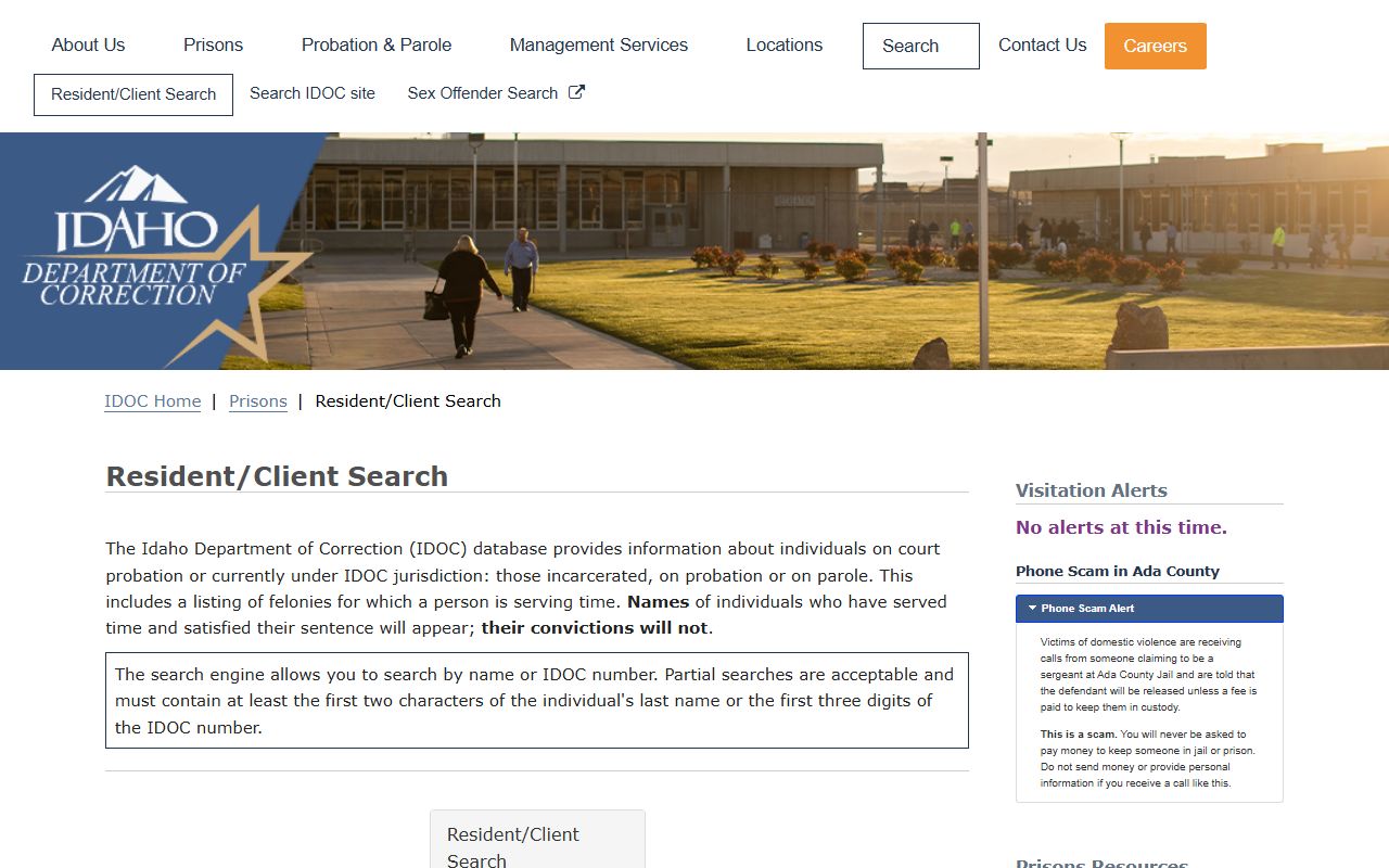 Washington County inmate search IDOC resident client search