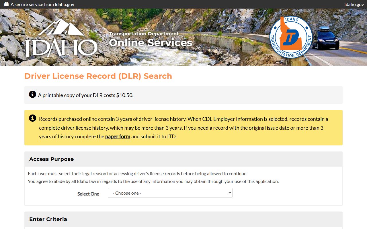 Washington County traffic court records Idaho driver license record search