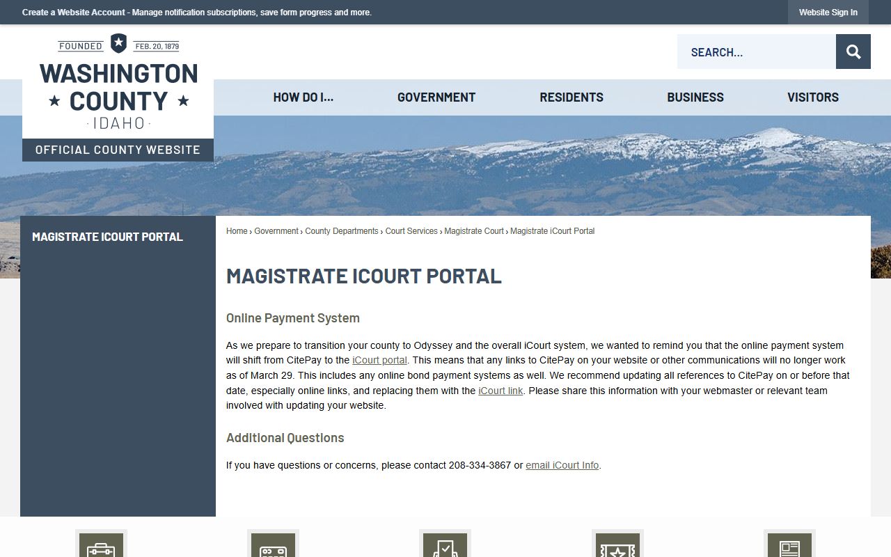 Washington County traffic court records iCourt payment notice